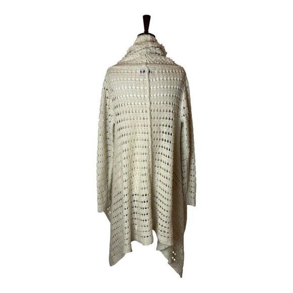 Knox Rose Sweater Women Small Ivory Open Front Open Knit Asymmetric Hem Cardigan - Picture 2 of 9